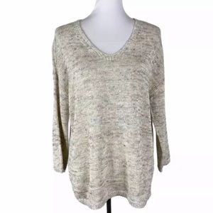 J. JILL Speckled Tan Linen Blend Sweater Sz. M